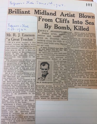 Emerson as a Teacher and Percy Shakespeare’s Death 1943