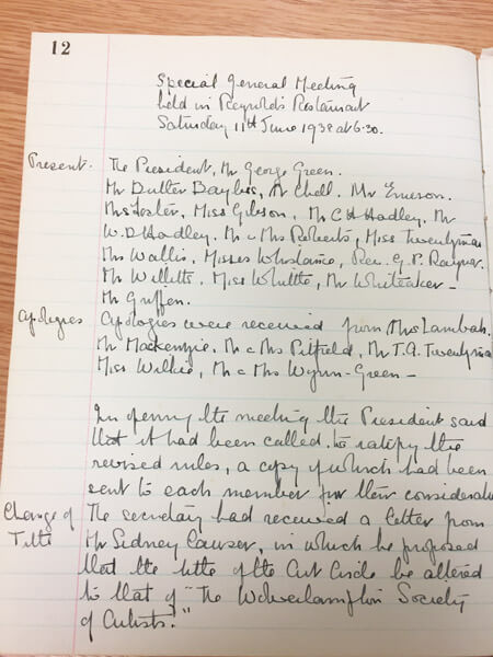 Minutes Naming of the Society